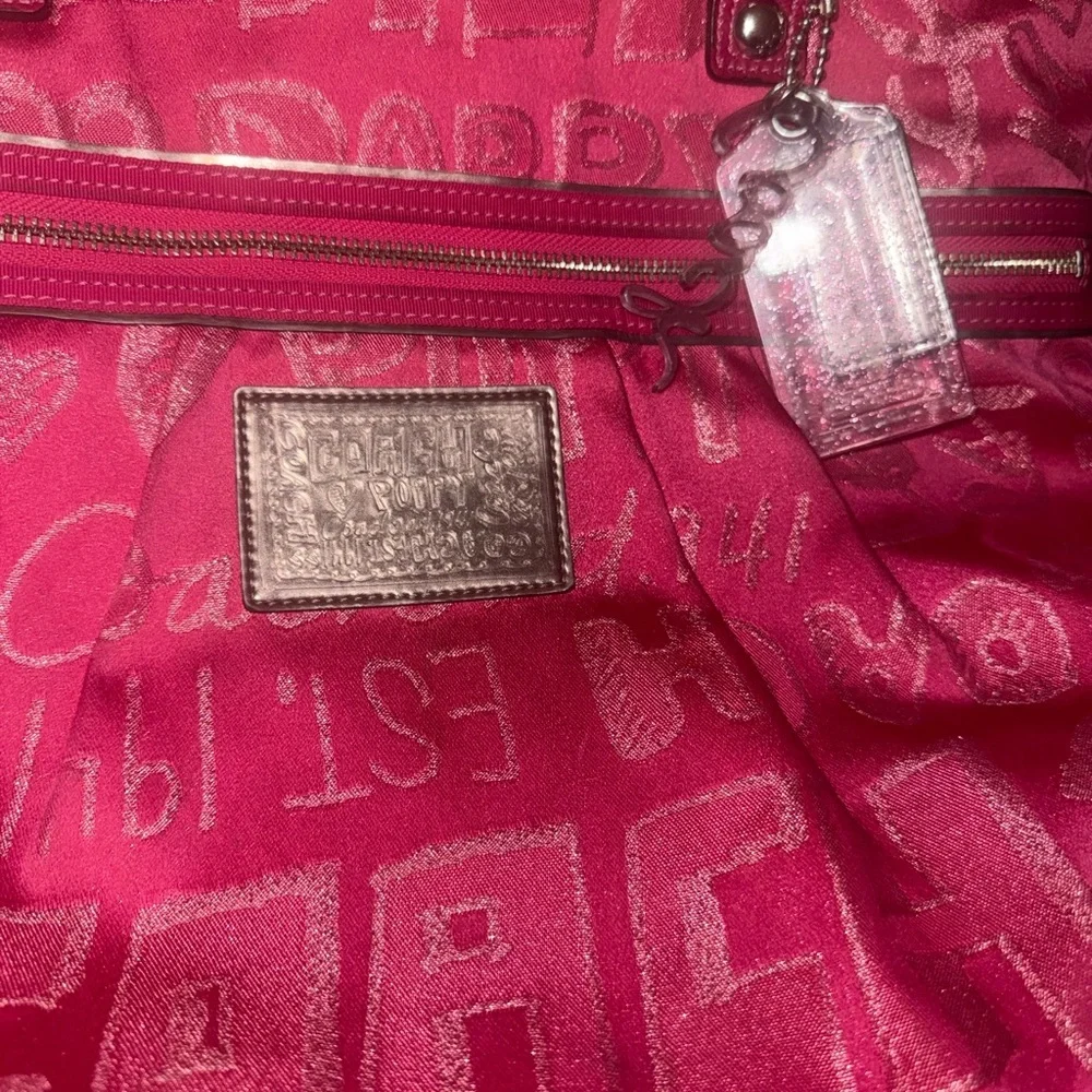 Coach Poppy Storypatch Glam Tote Hot Pink Jacquard Metallic Trim 2010